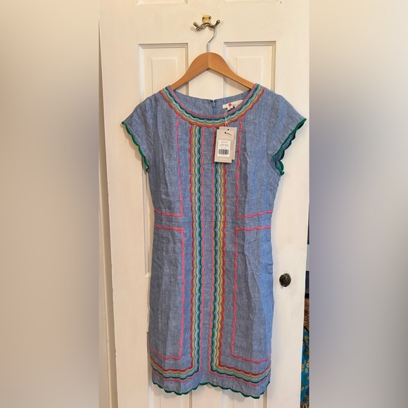 Boden Dresses & Skirts - Boden Light Blue Embroidered Scallop-Trim Mini Dress